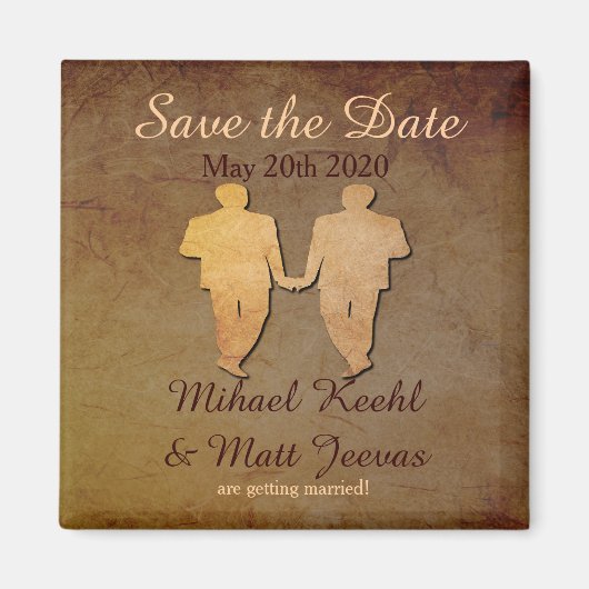 Dark Rustic Enregistrer la date Magnet Gay Mariage (Devant)