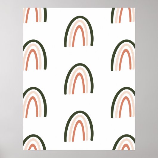 Dark Sage Boho Rainbows Nursery Decor Poster (Voorkant)