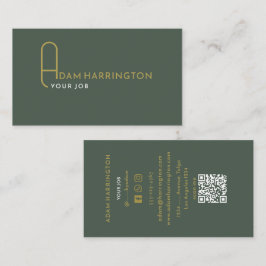 Dark Sage | Elegant standaard QR-code Visitekaartj Visitekaartje