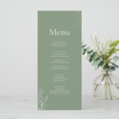 Dark Sage Green Botanical Wedding Menu (Staand voorkant)