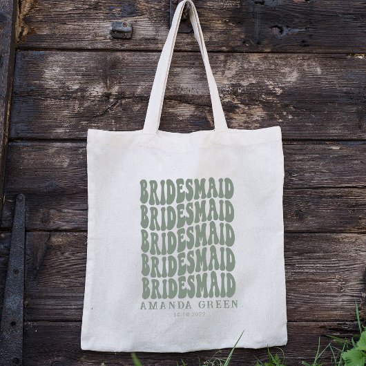 Dark Sage Green Retro Specialized Bachelorette Tote Bag
