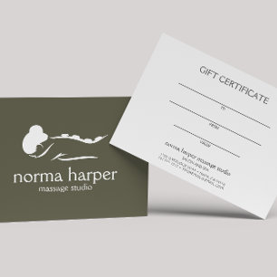 Dark Sage Massage Therapist Day Spa Gift Kaart