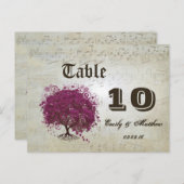 Dark Sangria Heart Leaf Tree Table Number Briefkaart (Voorkant / Achterkant)