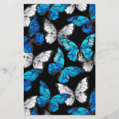 Dark Seamless Pattern with Blue Butterflies Morpho Briefpapier (Voorkant)