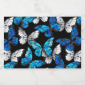 Dark Seamless Pattern with Blue Butterflies Morpho Voedselcontainer Etiket (Enkel label)