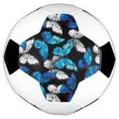 Dark Seamless Pattern with Blue Butterflies Morpho Voetbal (Gedraaid)