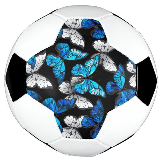 Dark Seamless Pattern with Blue Butterflies Morpho Voetbal (Gedraaid)