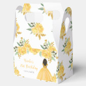 Dark Skin Princess Gold Floral Birthday Party Bedankdoosjes (Geopend)