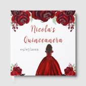 Dark Skin Princess Red Quinceanera Guest Book Gastenboek (Voorkant)