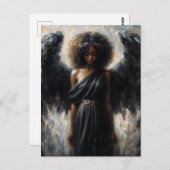 Dark-Skinned Angel With Black Wings Briefkaart (Voorkant / Achterkant)