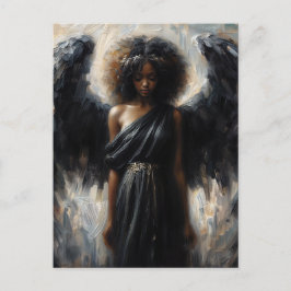 Dark-Skinned Angel With Black Wings Briefkaart