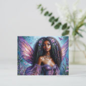 Dark-Skinned Fairy In Purple Floral Briefkaart (Staand voorkant)