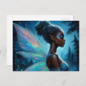 Dark-Skinned Fairy With Pointy Ears At Night Briefkaart (Voorkant / Achterkant)