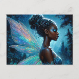 Dark-Skinned Fairy With Pointy Ears At Night Briefkaart