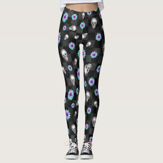 DARK SKULL FLORAL LEGGINGS (Voorkant)