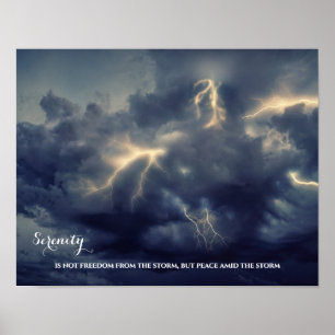 Dark Sky Lightning Inspirerend Serenity Quote Poster