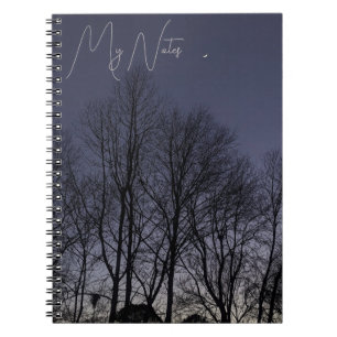 Dark Sky, Moon en Star Spiral Foto Notitieboek