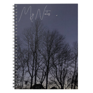 Dark Sky, Moon en Star Spiral Foto Notitieboek
