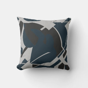 Dark Slate Blue Grey Black Bold Swirling Abstract Kussen