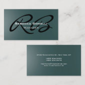 Dark Slate Grey Monogram Manager-Visitekaartje Visitekaartje (Voorkant / Achterkant)