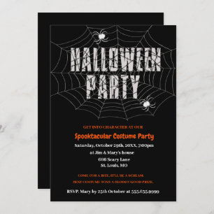 Dark Spiderweb Halloween Party Invitation