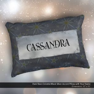 Dark Stars Celestial Black Silver Naam Accent Kussen