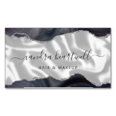 Dark Storm Grey Agate Silver Glitter Luxe Magnetisch Visitekaartje (Voorkant)