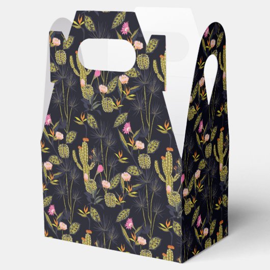 Dark Summer Night Cactus Pattern Bedankdoosjes (Geopend)