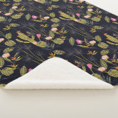 Dark Summer Night Cactus Pattern Sherpa Deken (3/4)