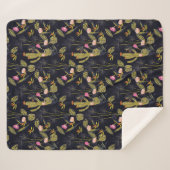 Dark Summer Night Cactus Pattern Sherpa Deken (Voorkant (horizontaal))