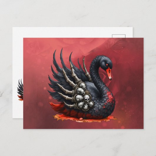 Dark Swan of Bones – Gothic Elegance Uitnodiging Briefkaart (Voorkant / Achterkant)