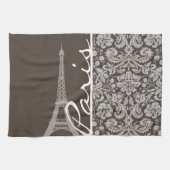 Dark Taupe, Brown Damask; Parijs Theedoek (Horizontaal)