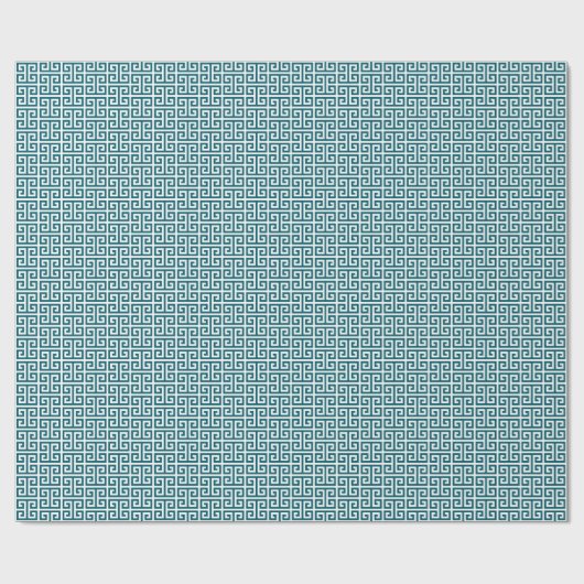 Dark Teal and White Greek Key Pattern Cadeaupapier (Vlak)