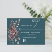 Dark Teal, Dusty Purple, Lavender, Sage Floral | RSVP Kaartje (Staand voorkant)