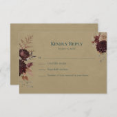 Dark Teal Floral Gothic RSVP Card (Voorkant / Achterkant)