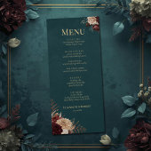 Dark Teal Floral Gothic Wedding Menu