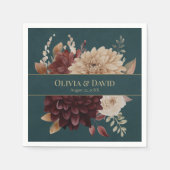 Dark Teal Floral Gothic Wedding Napkins Servet (Voorkant)
