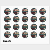 Dark Teal Floral Gothic Wedding Round Sticker (Feuille)