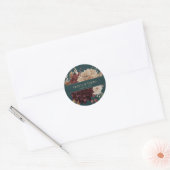 Dark Teal Floral Gothic Wedding Round Sticker (Envelop)