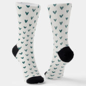 Dark Teal Heart Pattern Socks Sokken (Gebogen)