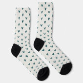 Dark Teal Heart Pattern Socks Sokken (Rechts)