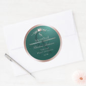 Dark Teal Product Label Rose Gold Frame Monogram (Envelop)