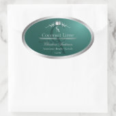 Dark Teal Product Label with Silver Frame Monogram (Tas)