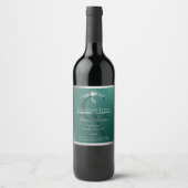 Dark Teal Product Label with Silver Frame Monogram Wijn Etiket (Voorkant)