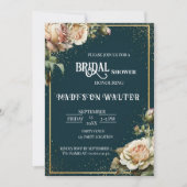 Dark Teal Rustic Rose Bridal Shower Invitation (Devant)