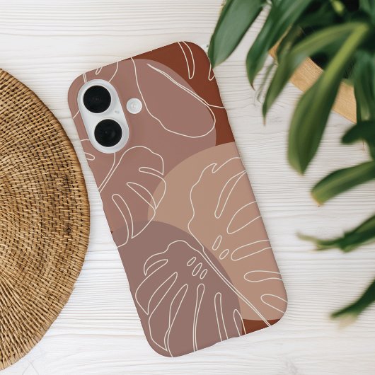 Dark Terracotta Boho Tropical Monstera Leaf Case-Mate iPhone Case