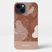 Dark Terracotta Boho Tropical Monstera Leaf iPhone Hoesje (Achterkant)
