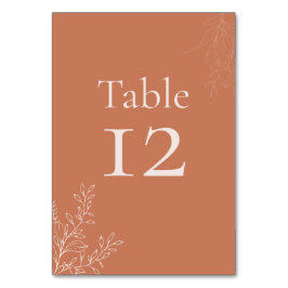 Dark Terracotta Botanical Table Number Kaart
