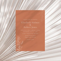 Dark Terracotta Botanical Wedding Invitation
