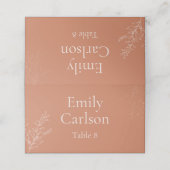 Dark Terracotta Botanical Wedding Place Card (Buitenkant ongevouwen)